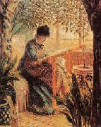 Claude Monet Camille Monet Embroidering oil on canvas